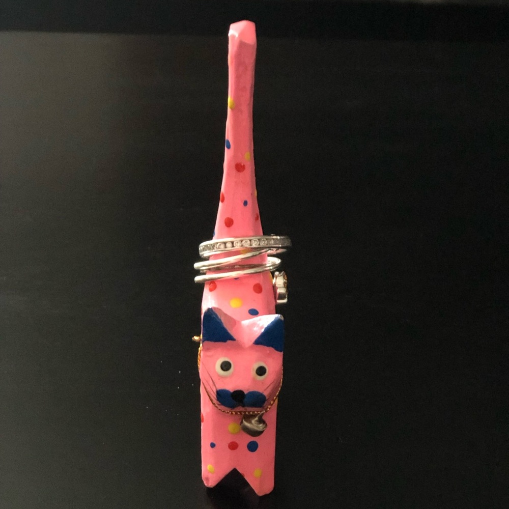 Hand Painted Wooden Cat Ring Holder-St. Martin